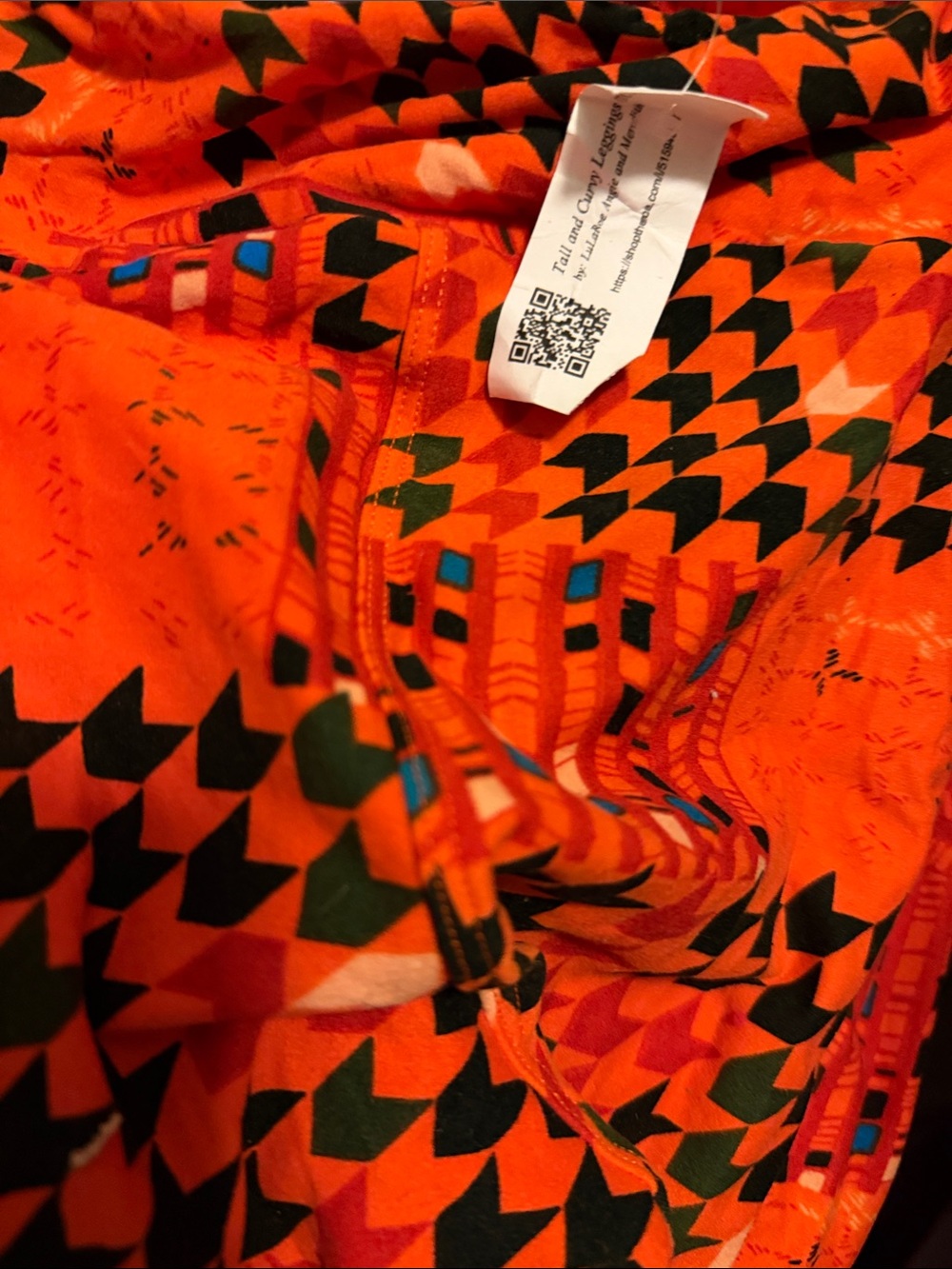 Vibrant Orange Geometric Print Lularoe tall and curvy leggings